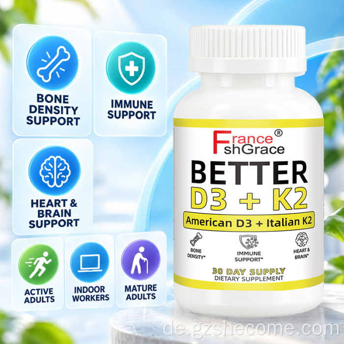 Shecome Vitamin D3 K2 Softgels Knochenimmununterstützung